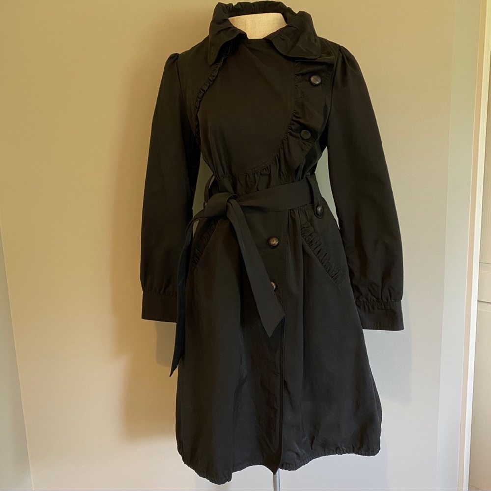 Amazone Couture Ruffled Trench Coat Size 2